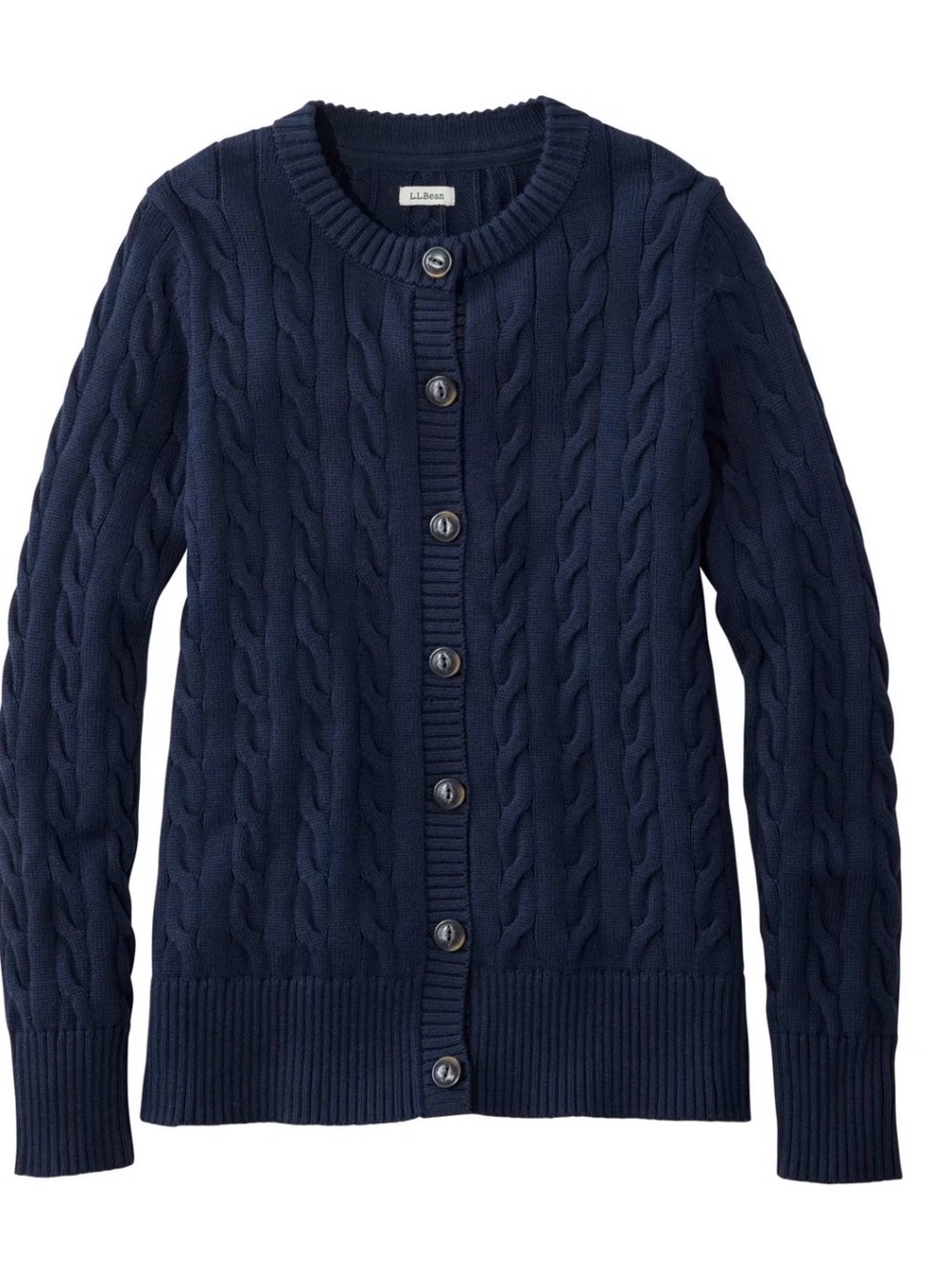 NWT- L.L. Been Women's The Original Double L® Sweater, Cable Cardigan